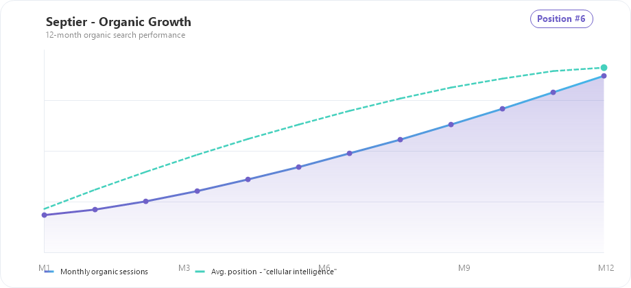 Septier organic traffic and ranking growth chart