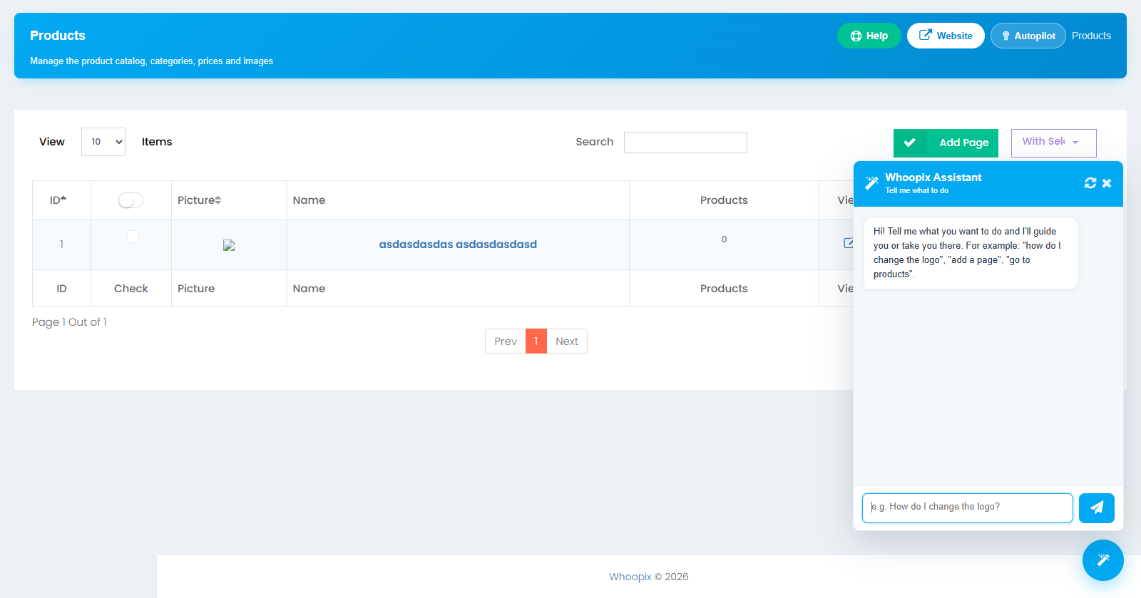 Whoopix Products module